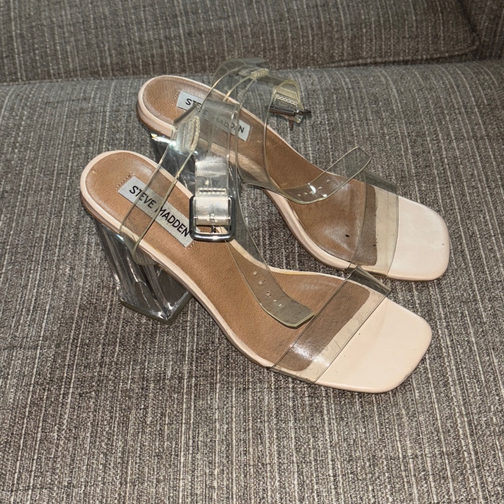 Steve Madden Transparent and Beige Heels 7.5
